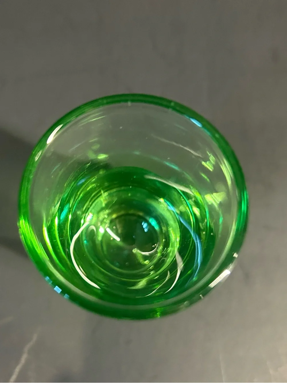 Uranium Green Glass Shot Glass 3”